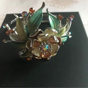 Floral Green and Gold Bracelet